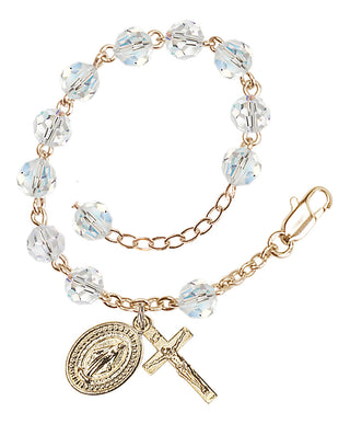 Adjustable Gold Plated 6mm Austrian Crystal Rosary Bracelet in Crystal