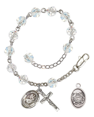Adjustable Silver Plated 6mm Austrian Crystal Rosary Bracelet in Crystal