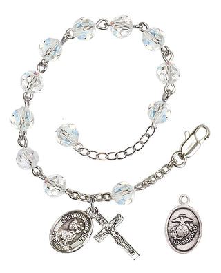 Adjustable Silver Plated 6mm Austrian Crystal Rosary Bracelet in Crystal