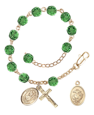 Adjustable Gold Plated 6mm Austrian Crystal Rosary Bracelet in Erinite
