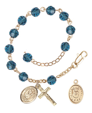 Adjustable Gold Plated 6mm Austrian Crystal Rosary Bracelet in Indocolite