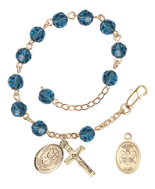 Adjustable Gold Plated 6mm Austrian Crystal Rosary Bracelet in Indocolite