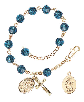 Adjustable Gold Plated 6mm Austrian Crystal Rosary Bracelet in Indocolite