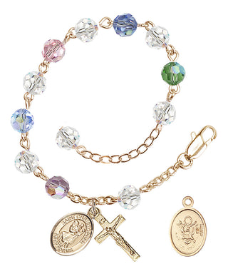Adjustable Gold Plated 6mm Austrian Crystal Rosary Bracelet in Multi-Color