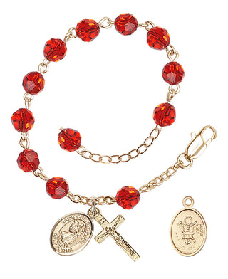 Adjustable Gold Plated 6mm Austrian Crystal Rosary Bracelet in Ruby