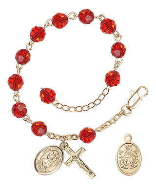 Adjustable Gold Plated 6mm Austrian Crystal Rosary Bracelet in Ruby
