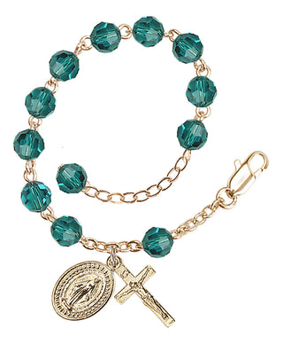 Adjustable Gold Plated 6mm Austrian Crystal Rosary Bracelet in Zircon