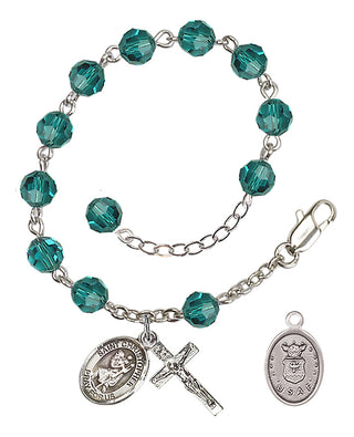 Adjustable Silver Plated 6mm Austrian Crystal Rosary Bracelet in Zircon