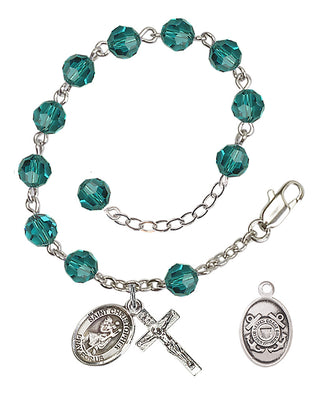 Adjustable Silver Plated 6mm Austrian Crystal Rosary Bracelet in Zircon