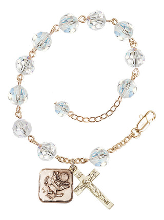 Adjustable Gold Plated 8mm Austrian Crystal Rosary Bracelet in Crystal