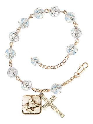 Adjustable Gold Plated 8mm Austrian Crystal Rosary Bracelet in Crystal