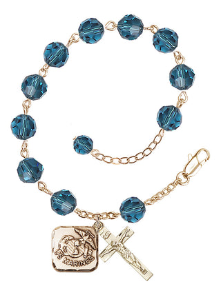 Adjustable Gold Plated 8mm Austrian Crystal Rosary Bracelet in Indocolite