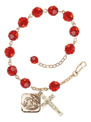 Adjustable Gold Plated 8mm Austrian Crystal Rosary Bracelet in Ruby
