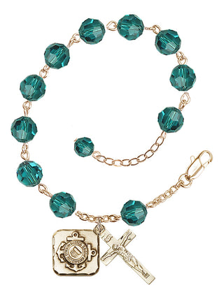 Adjustable Gold Plated 8mm Austrian Crystal Rosary Bracelet in Zircon
