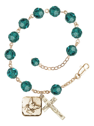 Adjustable Gold Plated 8mm Austrian Crystal Rosary Bracelet in Zircon