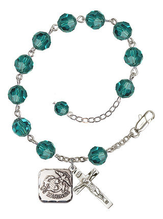Adjustable Silver Plated 8mm Austrian Crystal Rosary Bracelet in Zircon