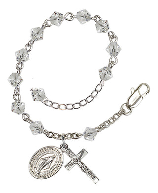 Adjustable Silver Plated 5mm Austrian Crystal Rosary Bracelet in Crystal