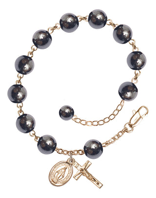 Adjustable 14 Karat Gold-Filled 8mm Black Onyx Rosary Bracelet