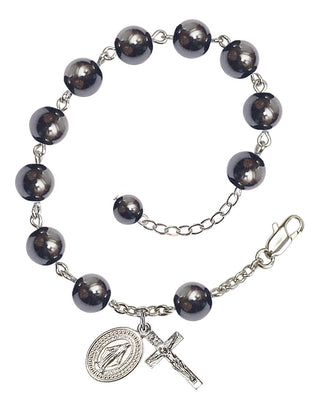Adjustable Silver Plated 8mm Black Onyx Rosary Bracelet