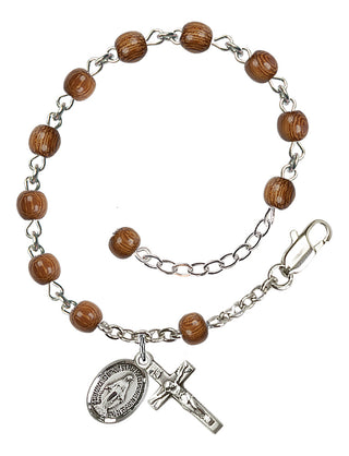 Adjustable Sterling Silver 4mm Wood Rosary Bracelet