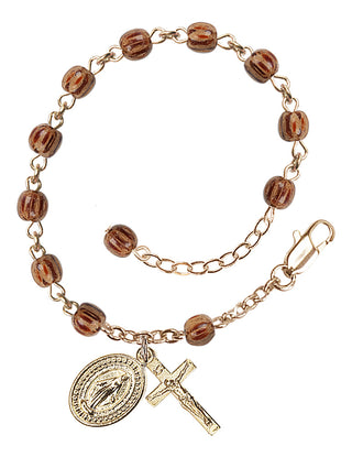 Adjustable 14 Karat Gold-Filled 4mm Wood Rosary Bracelet