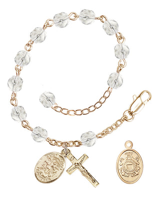 Adjustable Gold Plated 6mm Fire Polished Rosary Bracelet in Crystal