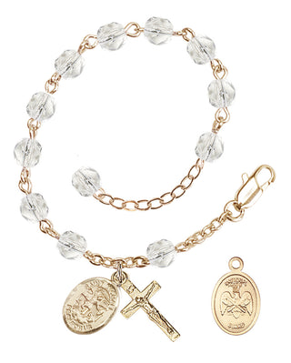 Adjustable Gold Plated 6mm Fire Polished Rosary Bracelet in Crystal