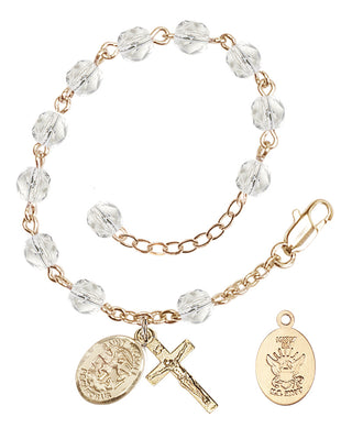 Adjustable Gold Plated 6mm Fire Polished Rosary Bracelet in Crystal
