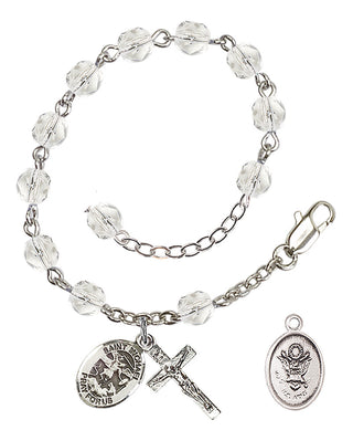 Adjustable Silver Plated 6mm Fire Polished Rosary Bracelet in Crystal