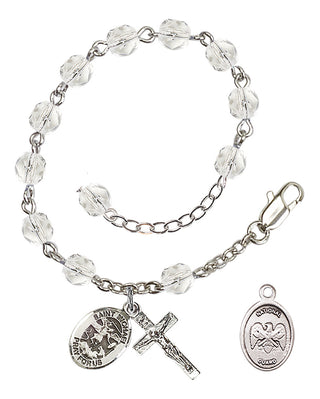 Adjustable Silver Plated 6mm Fire Polished Rosary Bracelet in Crystal