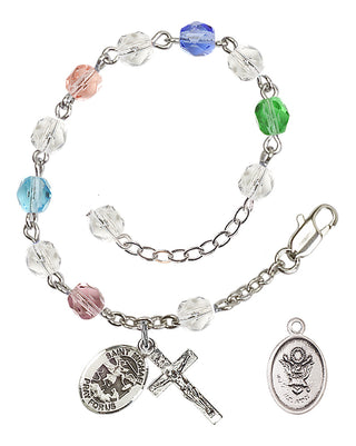 Adjustable Silver Plated 6mm Fire Polished Rosary Bracelet in Multi-Color