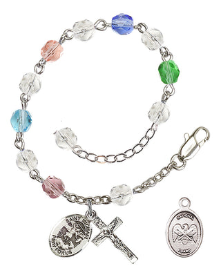 Adjustable Silver Plated 6mm Fire Polished Rosary Bracelet in Multi-Color