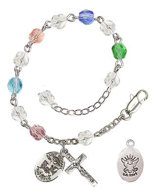 Adjustable Silver Plated 6mm Fire Polished Rosary Bracelet in Multi-Color