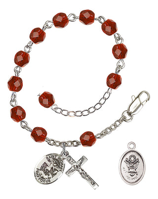 Adjustable Silver Plated 6mm Fire Polished Rosary Bracelet in Ruby