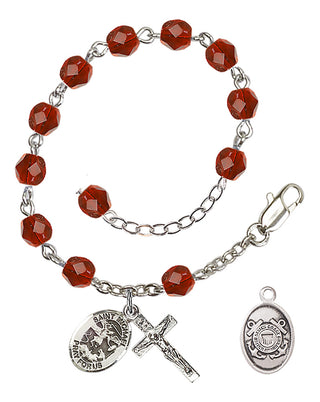Adjustable Silver Plated 6mm Fire Polished Rosary Bracelet in Ruby