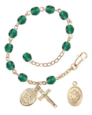 Adjustable Gold Plated 6mm Fire Polished Rosary Bracelet in Zircon