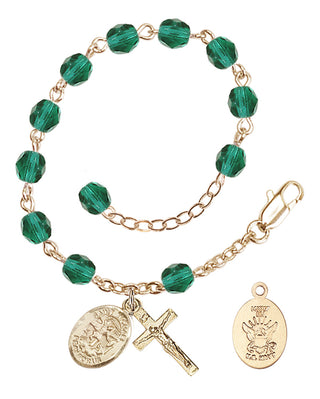Adjustable Gold Plated 6mm Fire Polished Rosary Bracelet in Zircon