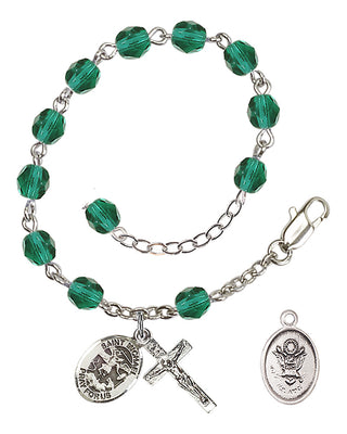 Adjustable Silver Plated 6mm Fire Polished Rosary Bracelet in Zircon