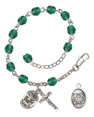 Adjustable Silver Plated 6mm Fire Polished Rosary Bracelet in Zircon