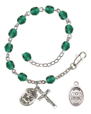 Adjustable Silver Plated 6mm Fire Polished Rosary Bracelet in Zircon