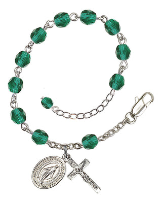 Adjustable Silver Plated 6mm Fire Polished Rosary Bracelet in Zircon