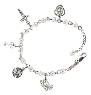 Handmade silver-plated bracelet with 4mm round, clear colored, Austrian crystal beads.