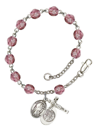 Saint Benedict Rosary Bracelet with Amethyst Beads