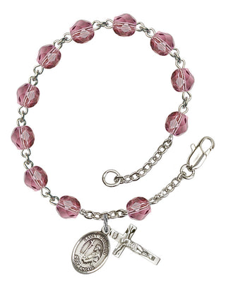 Saint Dominic de Guzman Engravable Rosary Bracelet with Amethyst Beads