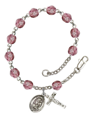 Saint Luke the Apostle Engravable Rosary Bracelet with Amethyst Beads