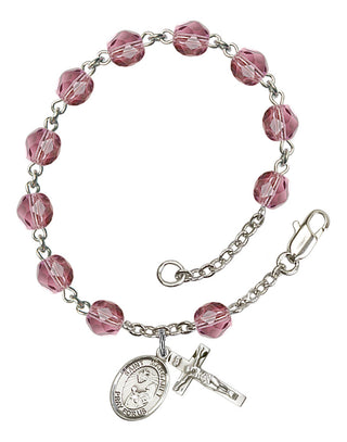 Saint Margaret Mary Alacoque Engravable Rosary Bracelet with Amethyst Beads