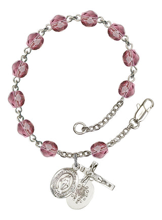 Miraculous Engravable Rosary Bracelet with Amethyst Beads