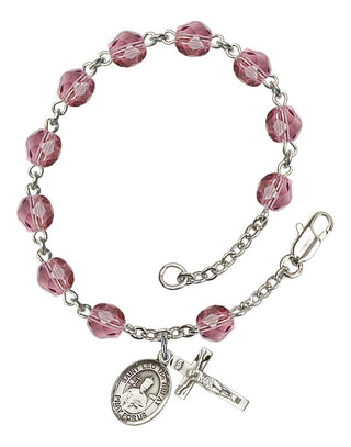 Saint Leo the Great Engravable Rosary Bracelet with Amethyst Beads