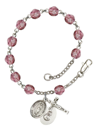 Our Lady of Guadalupe Engravable Rosary Bracelet with Amethyst Beads