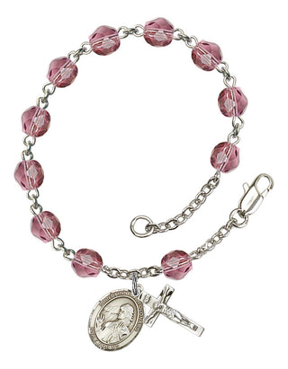 Saint Finnian of Clonard Engravable Rosary Bracelet with Amethyst Beads